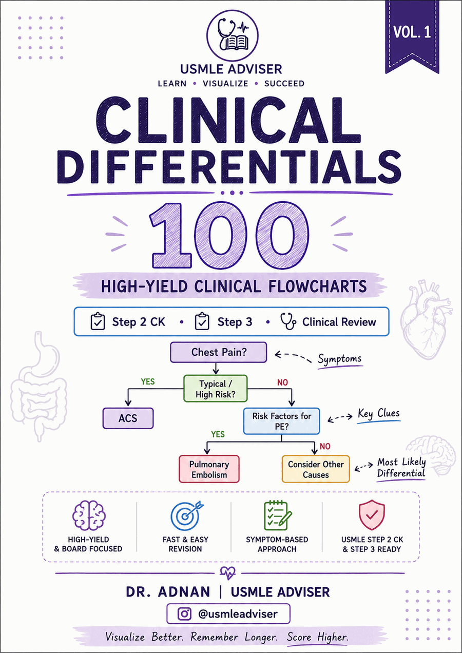 Clinical Differentials: 100 High-Yield Clinical Flowcharts, Vol. 1 — by Dr. Adnan, USMLE Adviser